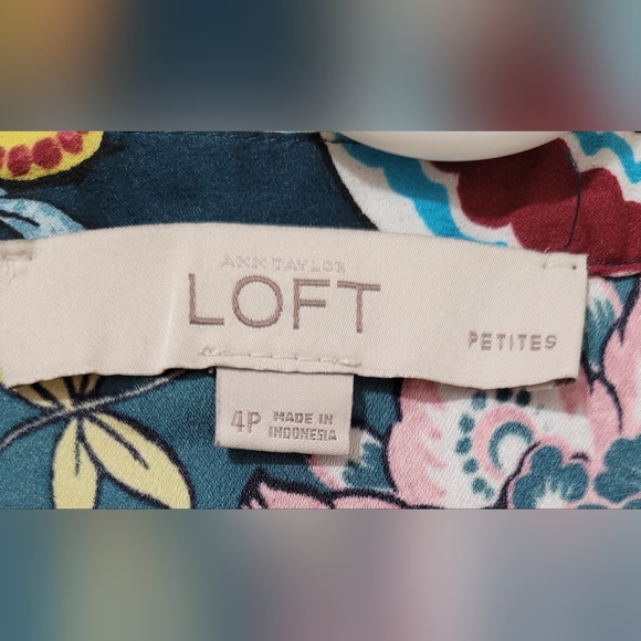 Ann Taylor LOFT Colorful Long Sleeve Dress Sz Petite 4 - Picture 5 of 6